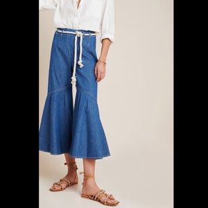 Anthropologie Pilcro Ruffled Hem Wide Leg Pants